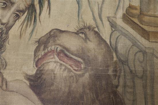 A large painted tapestry cartoon